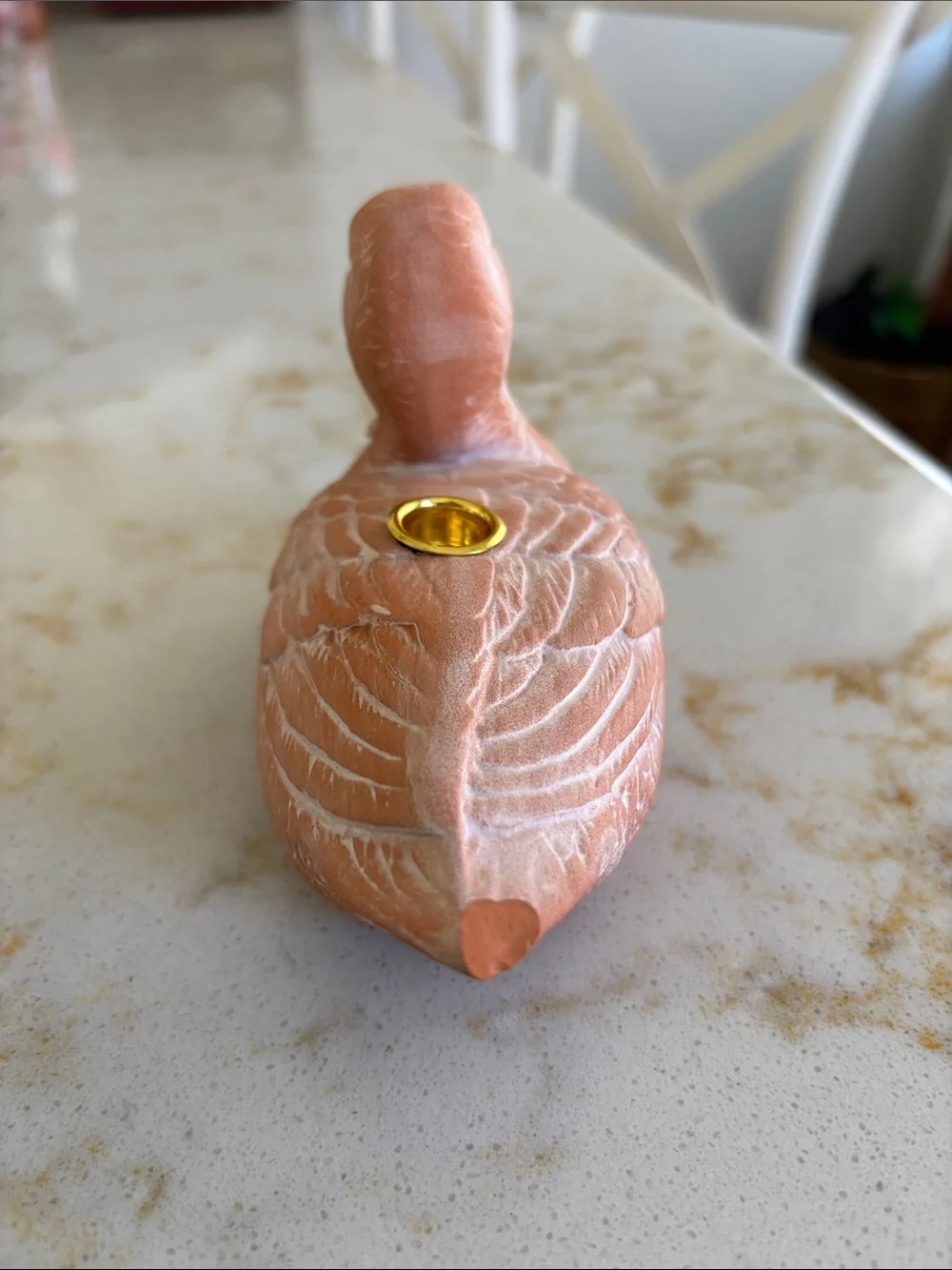 Vintage terra-cotta duck candle holder